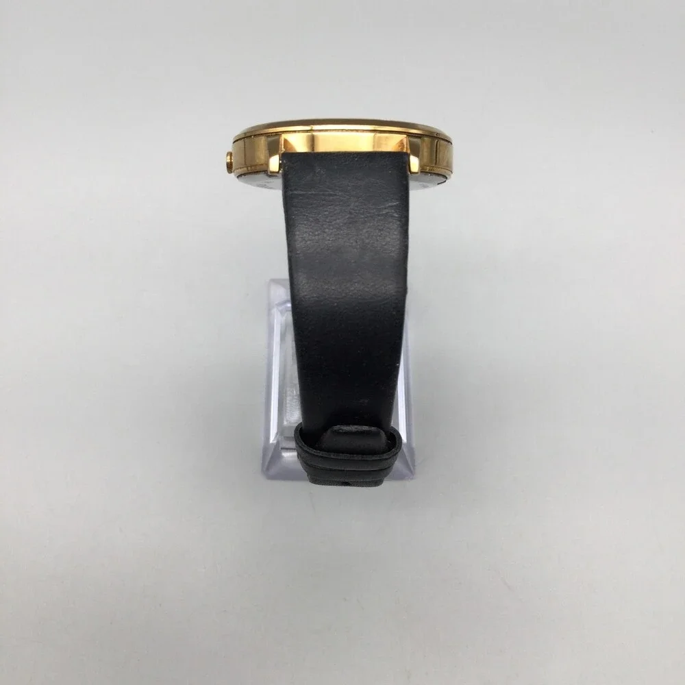 Fossil ES3751 Womens Watch 40mm Silver Gold Tone Black Leather Date New Battery